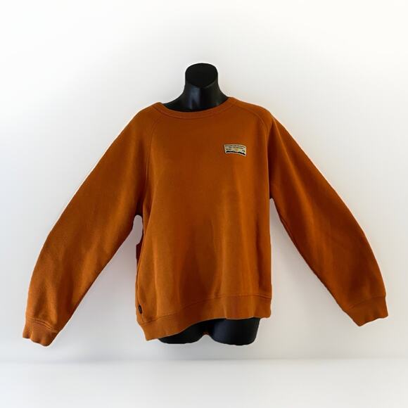 REI Co-op Patch Crewneck Sweatshirt Men sz M Rust Orange Fleece Long Sleeve Hike - Picture 1 of 7